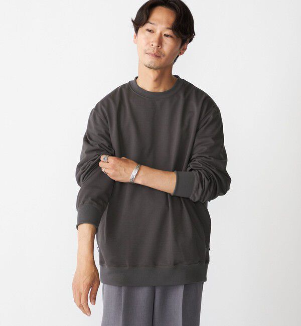 SHIPS「SHIPS:〈洗濯機可能・吸水速乾・UVカット〉AEROKNOT(R) クルーネック インレイ プルオーバー」|スウェット・ジャージ|ダークグレー