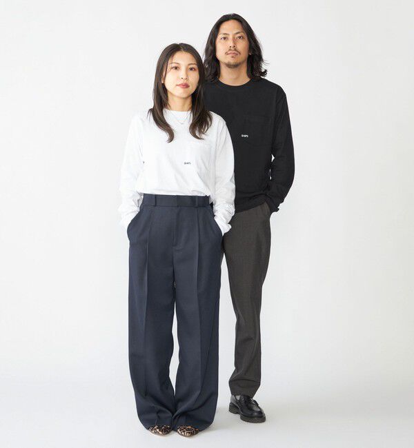 SHIPS「【WEB限定】SHIPS: マイクロ SHIPSロゴ ポケット ロングスリーブ Tシャツ (ロンT)」|Tシャツ・カットソー|