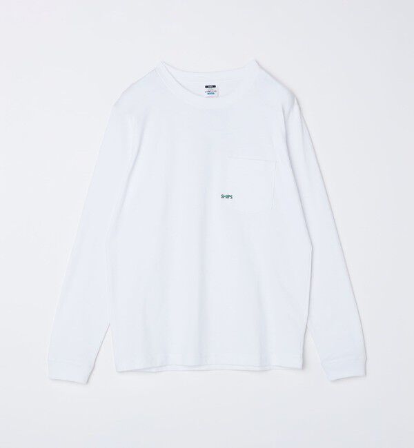 SHIPS「【WEB限定】SHIPS: マイクロ SHIPSロゴ ポケット ロングスリーブ Tシャツ (ロンT)」|Tシャツ・カットソー|