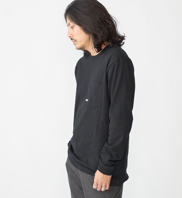 SHIPS「【WEB限定】SHIPS: マイクロ SHIPSロゴ ポケット ロングスリーブ Tシャツ (ロンT)」|Tシャツ・カットソー|