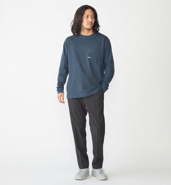 SHIPS「【WEB限定】SHIPS: マイクロ SHIPSロゴ ポケット ロングスリーブ Tシャツ (ロンT)」|Tシャツ・カットソー|