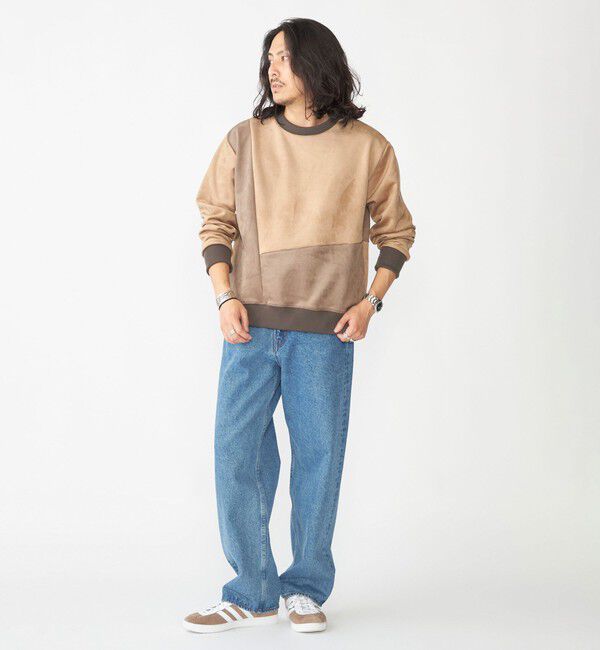 SHIPS「SHIPS:〈洗濯機可能〉パネル ポリエステル スエード ドッキング  ロングスリーブ Tシャツ」|プルオーバー|