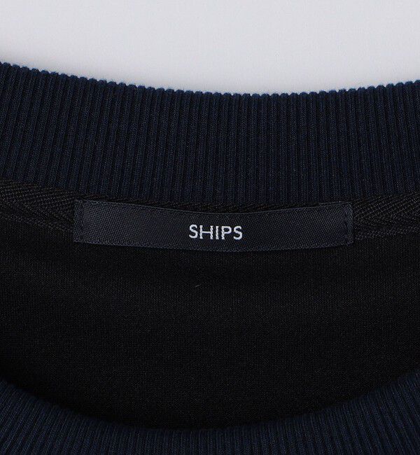 SHIPS「SHIPS:〈洗濯機可能〉パネル ポリエステル スエード ドッキング  ロングスリーブ Tシャツ」|プルオーバー|
