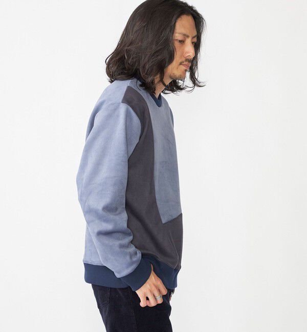 SHIPS「SHIPS:〈洗濯機可能〉パネル ポリエステル スエード ドッキング  ロングスリーブ Tシャツ」|プルオーバー|