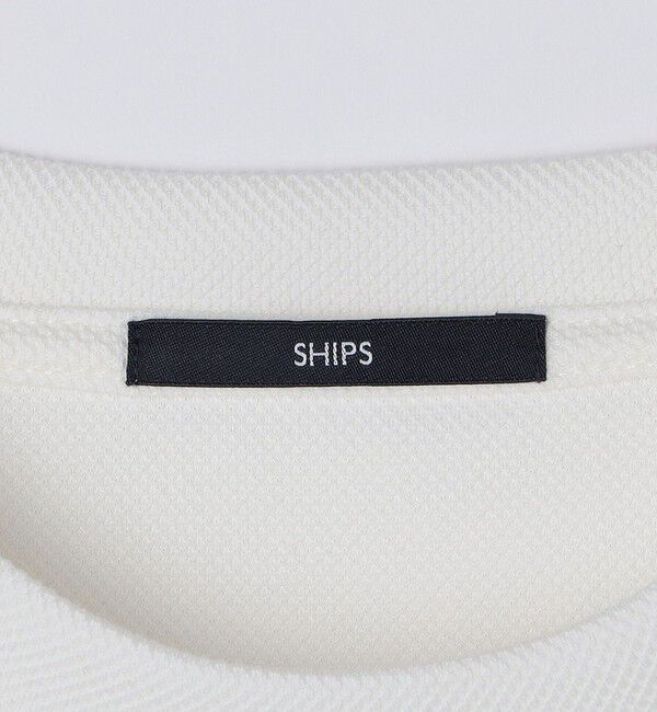 SHIPS「【WEB限定】SHIPS:〈抗菌・防臭〉ワンポイント ロゴ バーズアイ クルーネック 長袖 Tシャツ」|Tシャツ・カットソー|
