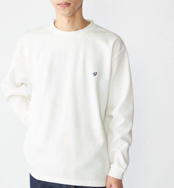 SHIPS「【WEB限定】SHIPS:〈抗菌・防臭〉ワンポイント ロゴ バーズアイ クルーネック 長袖 Tシャツ」|Tシャツ・カットソー|