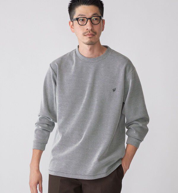 SHIPS「【WEB限定】SHIPS:〈抗菌・防臭〉ワンポイント ロゴ バーズアイ クルーネック 長袖 Tシャツ」|Tシャツ・カットソー|