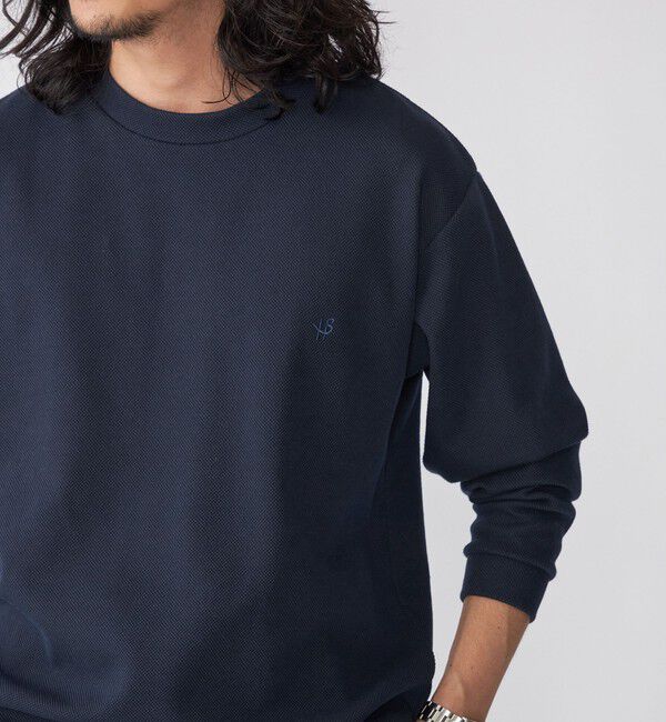 SHIPS「【WEB限定】SHIPS:〈抗菌・防臭〉ワンポイント ロゴ バーズアイ クルーネック 長袖 Tシャツ」|Tシャツ・カットソー|