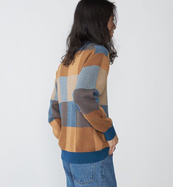 SHIPS「SHIPS:〈手洗い可能〉コットン カシミヤ チェック クルーネック ニット」|ニット・セーター|