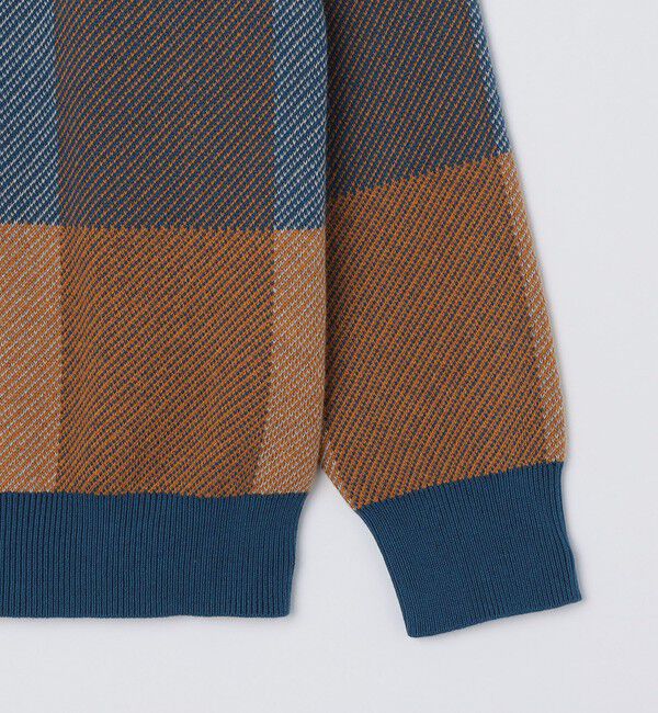 SHIPS「SHIPS:〈手洗い可能〉コットン カシミヤ チェック クルーネック ニット」|ニット・セーター|