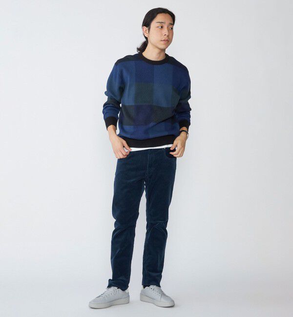 SHIPS「SHIPS:〈手洗い可能〉コットン カシミヤ チェック クルーネック ニット」|ニット・セーター|