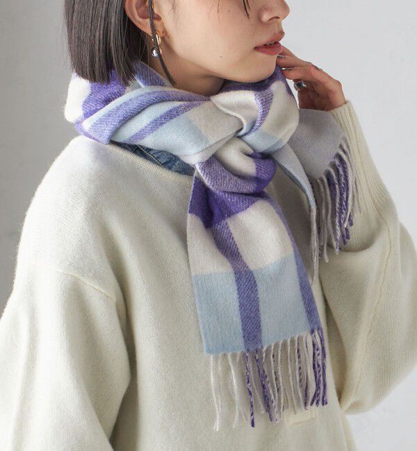 SHIPS for women「チェック カシミヤ リバーシブル マフラー」|マフラー|