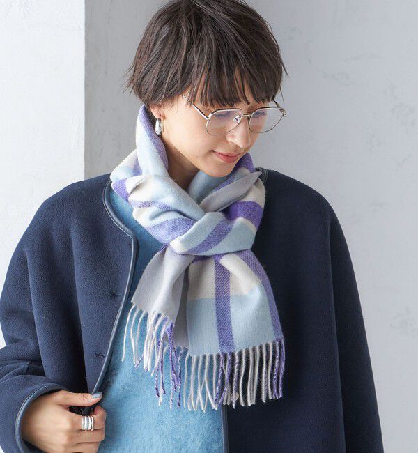 SHIPS for women「チェック カシミヤ リバーシブル マフラー」|マフラー|