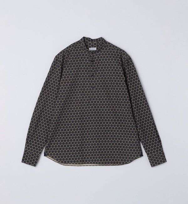 SHIPS「Errico Formicola:メダリオンプリント コーデュロイ バンドカラー プルオーバーシャツ」|シャツ・ブラウス|カーキ