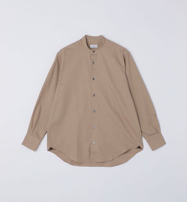 SHIPS「Errico Formicola: コットンツイル バンドカラー オーバーシャツ」|シャツ・ブラウス|キャメル