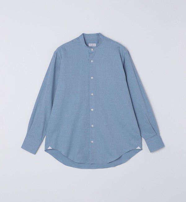 SHIPS「Errico Formicola: コットンツイル バンドカラー オーバーシャツ」|シャツ・ブラウス|ライトブルー