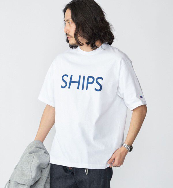 SHIPS「【SHIPS別注】Champion: SHIPS ロゴ プリント Tシャツ」|Tシャツ・カットソー|
