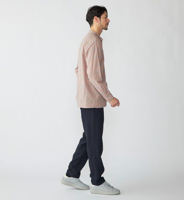 SHIPS「SHIPS: コットン シルク ペールチェック バンドカラー ロングスリーブ シャツ」|シャツ・ブラウス|