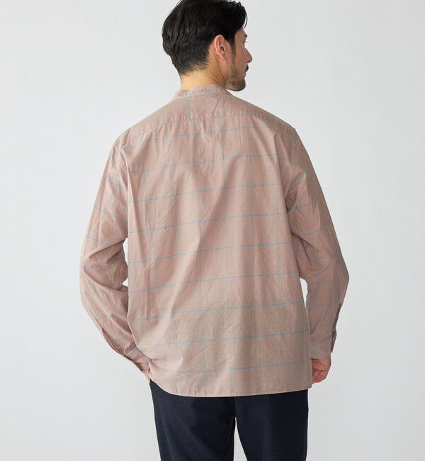 SHIPS「SHIPS: コットン シルク ペールチェック バンドカラー ロングスリーブ シャツ」|シャツ・ブラウス|