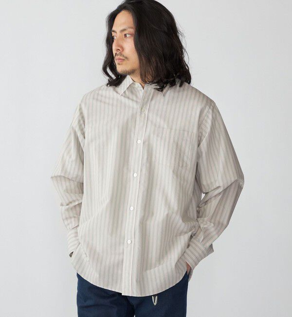 SHIPS「SHIPS: レギュラーカラー エアリー コットン ロングスリーブ シャツ」|シャツ・ブラウス|グレー