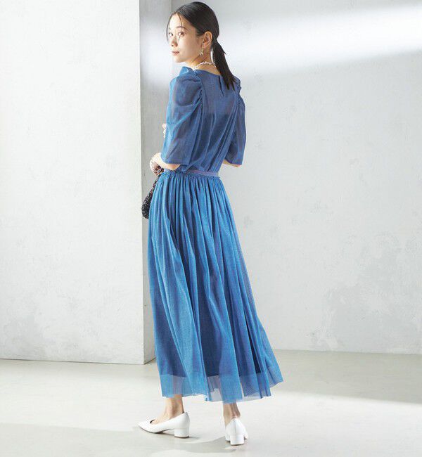 SHIPS for women「troisiemeCHACO:〈手洗い可能〉デニム プリント チュール スカート」|スカート|