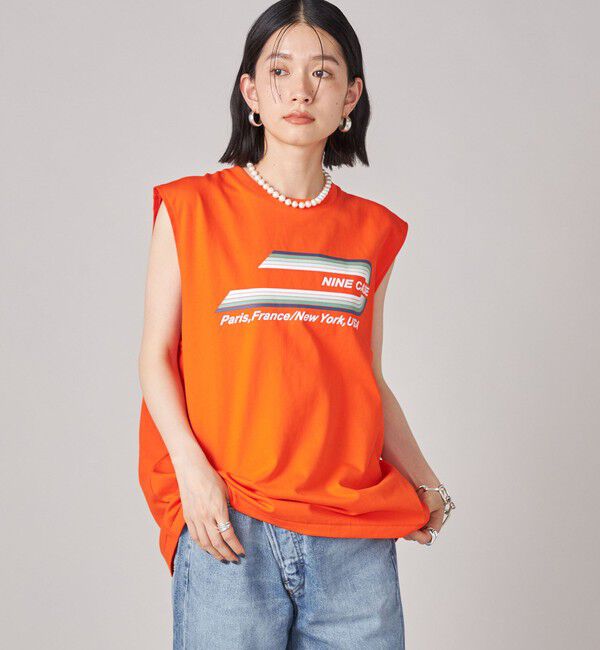 SHIPS for women「SHIPS NINE CASE:ロゴ ノースリーブ TEE」|Tシャツ・カットソー|
