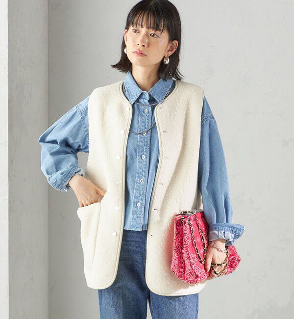 SHIPS for women「〈手洗い可能〉ボア フリース リバーシブル ベスト」|ベスト・ジレ|