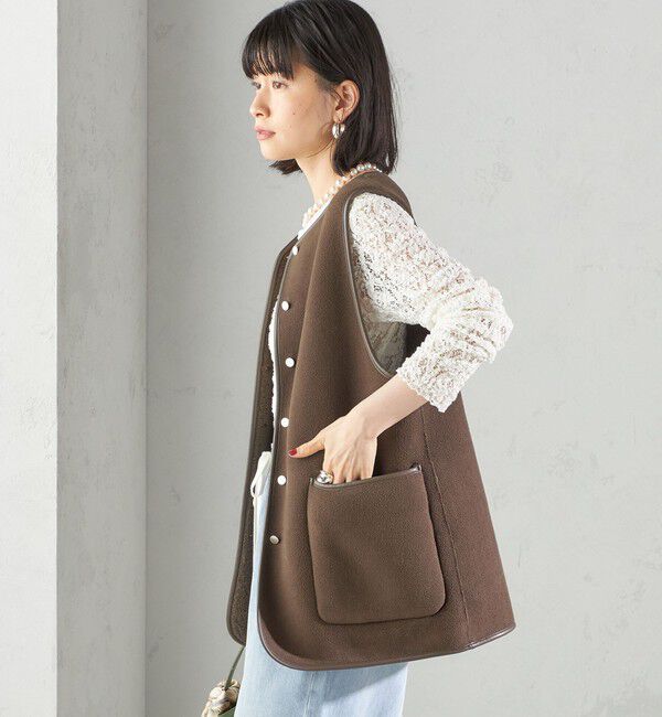 SHIPS for women「〈手洗い可能〉ボア フリース リバーシブル ベスト」|ベスト・ジレ|