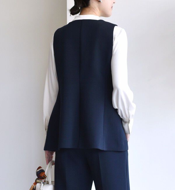 SHIPS for women「〈洗濯機可能 / セレモニー対応可〉ポリエステル レーヨン ダンボール ジレ」|ベスト・ジレ|