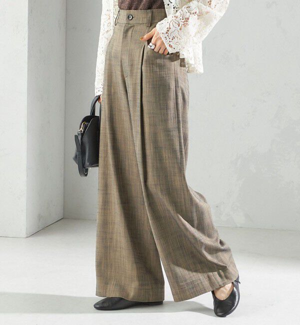 SHIPS for women「〈手洗い可能〉シャンブレー ポケット デザイン ワイド パンツ」|スラックス|