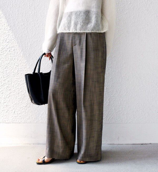 SHIPS for women「〈手洗い可能〉シャンブレー ポケット デザイン ワイド パンツ」|スラックス|