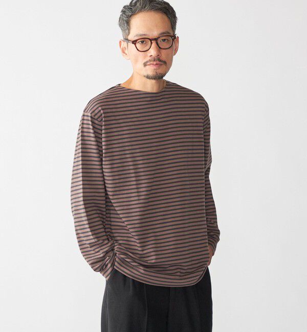 SHIPS「【WEB限定】SHIPS: バスク ボーダー ボートネック ワンポイントワッペン ロングスリーブ Tシャツ」|Tシャツ・カットソー|