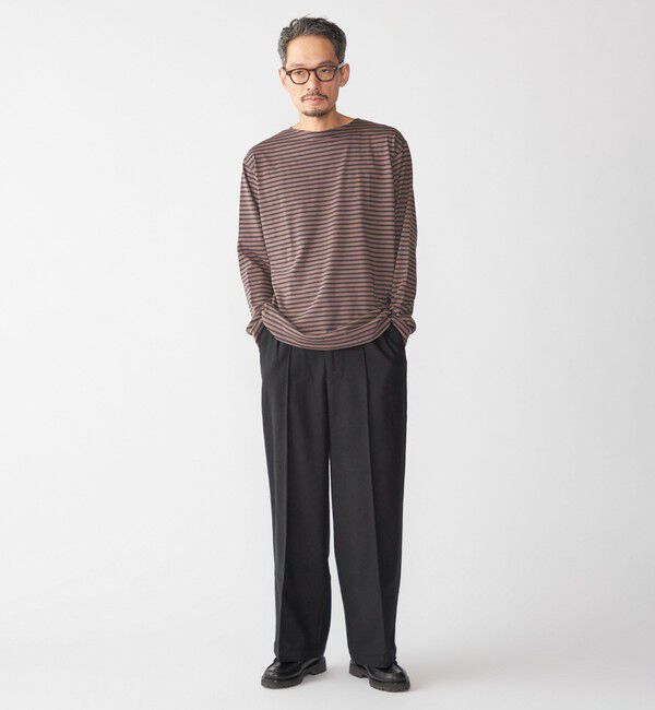 SHIPS「【WEB限定】SHIPS: バスク ボーダー ボートネック ワンポイントワッペン ロングスリーブ Tシャツ」|Tシャツ・カットソー|