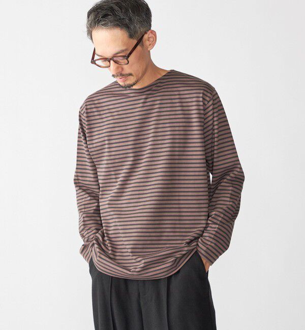 SHIPS「【WEB限定】SHIPS: バスク ボーダー ボートネック ワンポイントワッペン ロングスリーブ Tシャツ」|Tシャツ・カットソー|