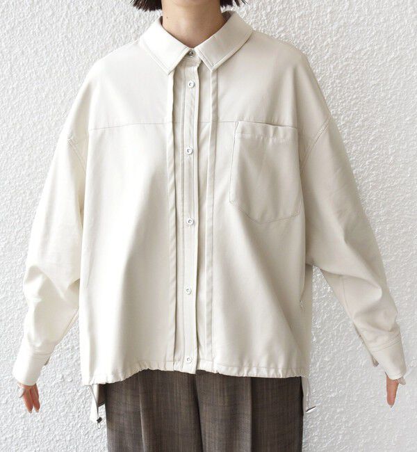 SHIPS for women「【WEB限定】〈手洗い可能〉合成皮革 裾 ドロスト シャツ 羽織」|シャツ・ブラウス|