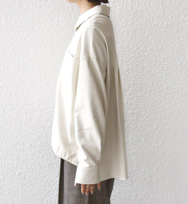 SHIPS for women「【WEB限定】〈手洗い可能〉合成皮革 裾 ドロスト シャツ 羽織」|シャツ・ブラウス|