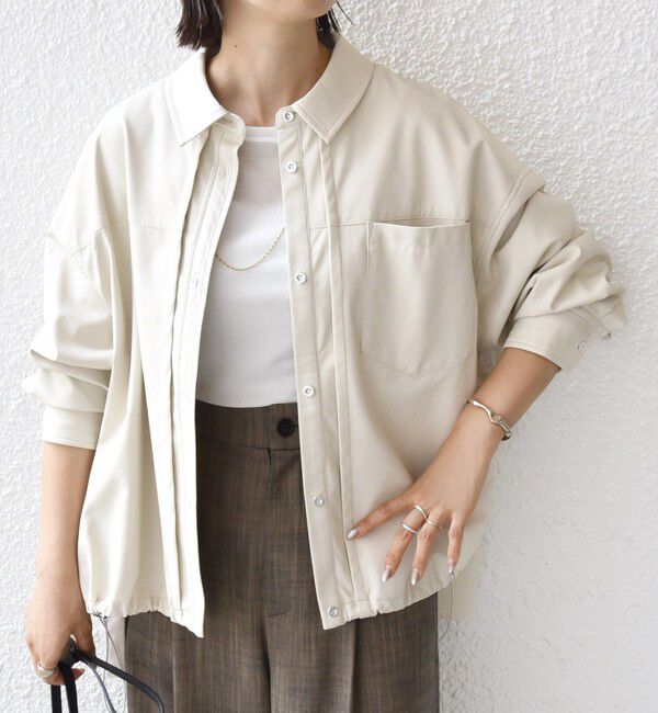 SHIPS for women「【WEB限定】〈手洗い可能〉合成皮革 裾 ドロスト シャツ 羽織」|シャツ・ブラウス|