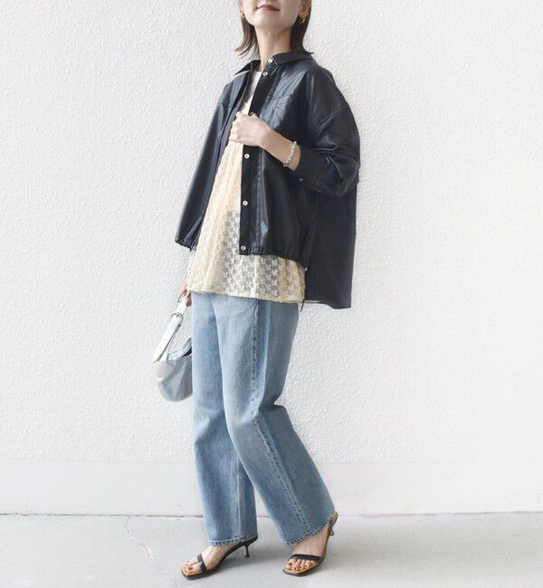 SHIPS for women「【WEB限定】〈手洗い可能〉合成皮革 裾 ドロスト シャツ 羽織」|シャツ・ブラウス|