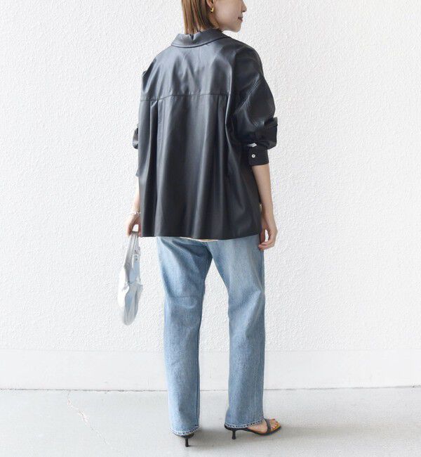 SHIPS for women「【WEB限定】〈手洗い可能〉合成皮革 裾 ドロスト シャツ 羽織」|シャツ・ブラウス|