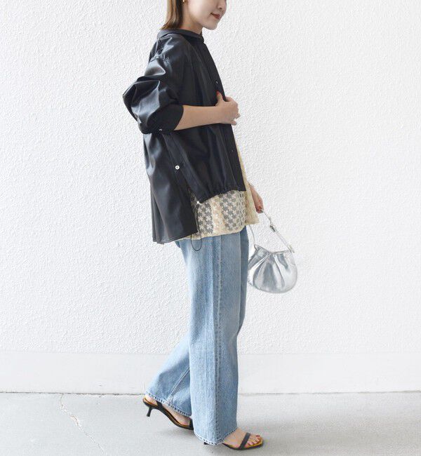SHIPS for women「【WEB限定】〈手洗い可能〉合成皮革 裾 ドロスト シャツ 羽織」|シャツ・ブラウス|