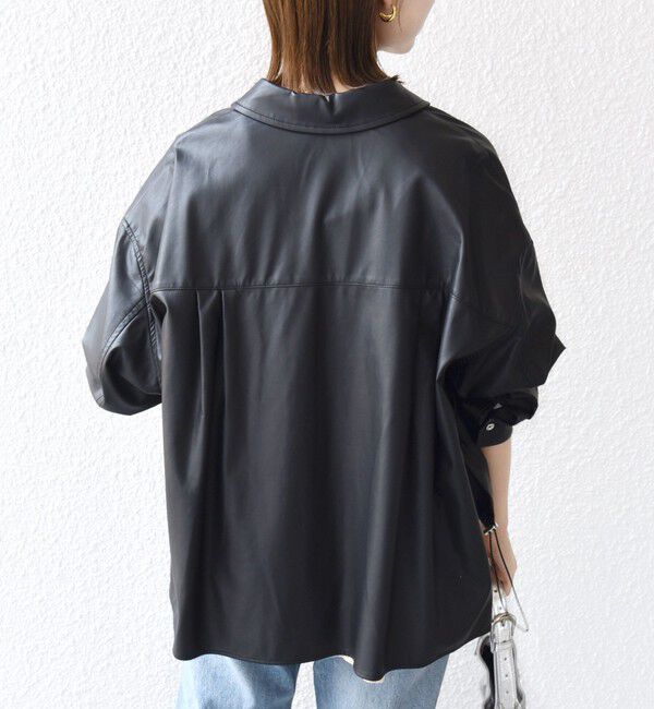 SHIPS for women「【WEB限定】〈手洗い可能〉合成皮革 裾 ドロスト シャツ 羽織」|シャツ・ブラウス|