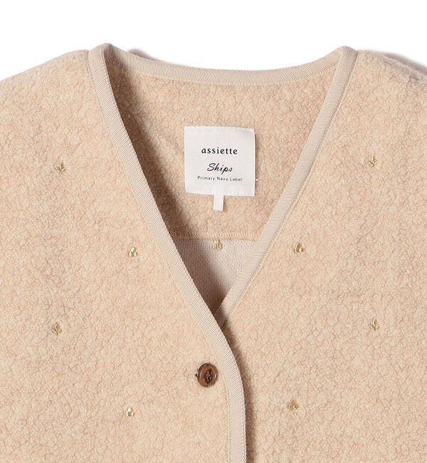 SHIPS for women「【SHIPS別注】assiette:ウール混 ボア 刺繍 ベスト」|ベスト・ジレ|