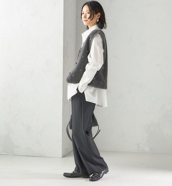 SHIPS for women「【SHIPS別注】assiette:ウール混 ボア 刺繍 ベスト」|ベスト・ジレ|