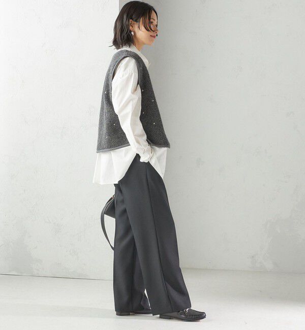 SHIPS for women「【SHIPS別注】assiette:ウール混 ボア 刺繍 ベスト」|ベスト・ジレ|