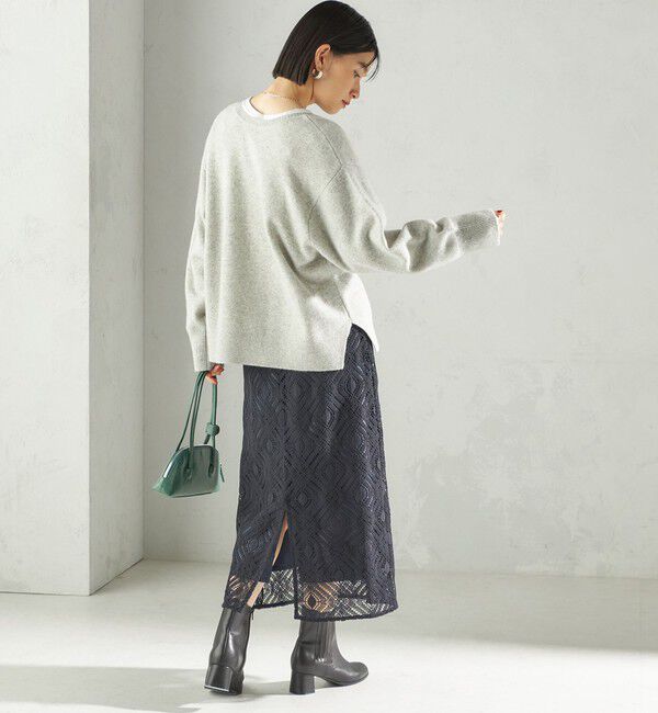 SHIPS for women「〈手洗い可能〉ラッセル レース ウエスト ギャザー タイト スカート」|スカート|