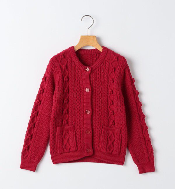 SHIPS KIDS「SHIPS KIDS:100～130cm /〈洗濯機可能〉ケーブル ニット ポンポン カーディガン」|カーディガン|