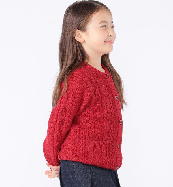 SHIPS KIDS「SHIPS KIDS:100～130cm /〈洗濯機可能〉ケーブル ニット ポンポン カーディガン」|カーディガン|
