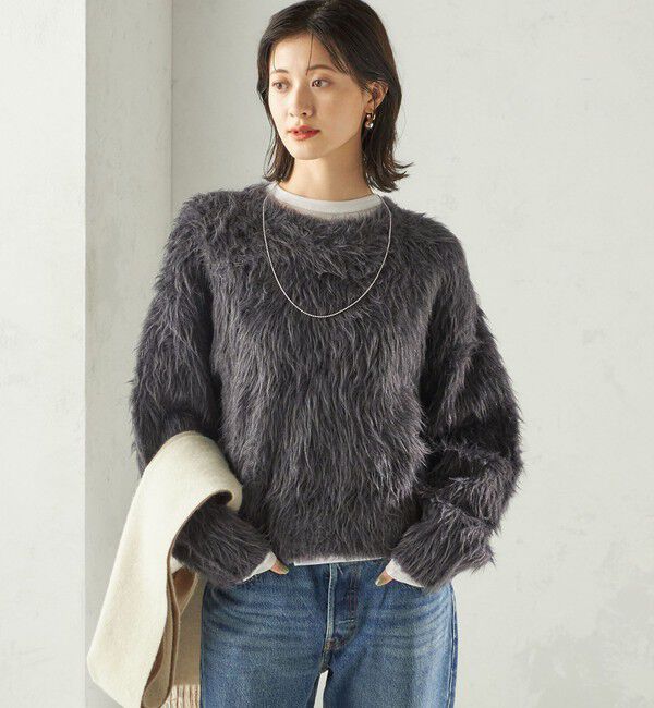 SHIPS for women「〈手洗い可能〉シャギー ファー クルーネック プルオーバー」|ニット・セーター|
