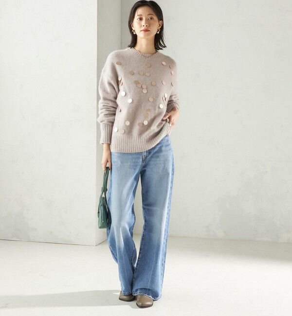 SHIPS for women「〈手洗い可能〉フォックス スパンコール クルーネック ニット」|ニット・セーター|