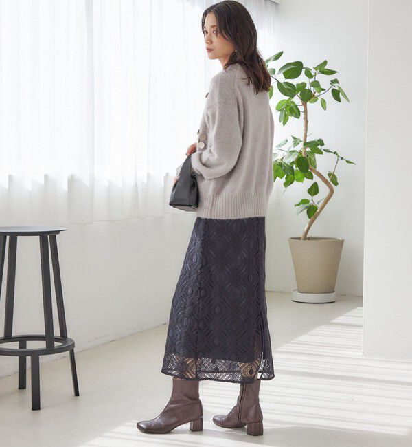 SHIPS for women「〈手洗い可能〉フォックス スパンコール クルーネック ニット」|ニット・セーター|